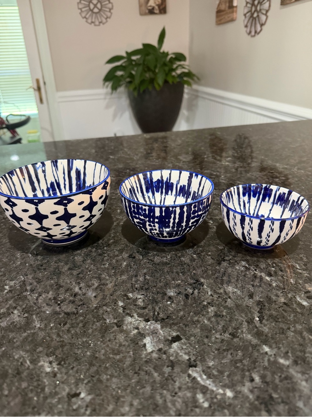 West Elm Blue and White Ceramic Bowl Set